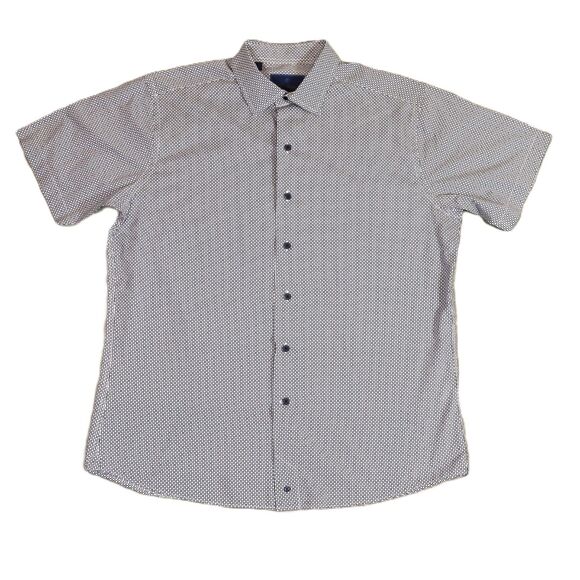 David Donahue Other - David Donahue Geometric Print Short Sleeve Shirt Mens L Blue White Casual Summer